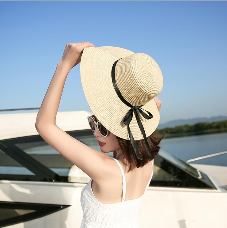 Foldable Wide Brim Straw Hat Accessories Hats & Caps Women's Clothing & Accessories Color : blue|Milk white|beige|Light coffee|black 