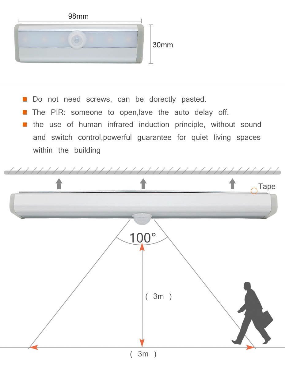 6/10 LEDs PIR LED Motion Sensor Light