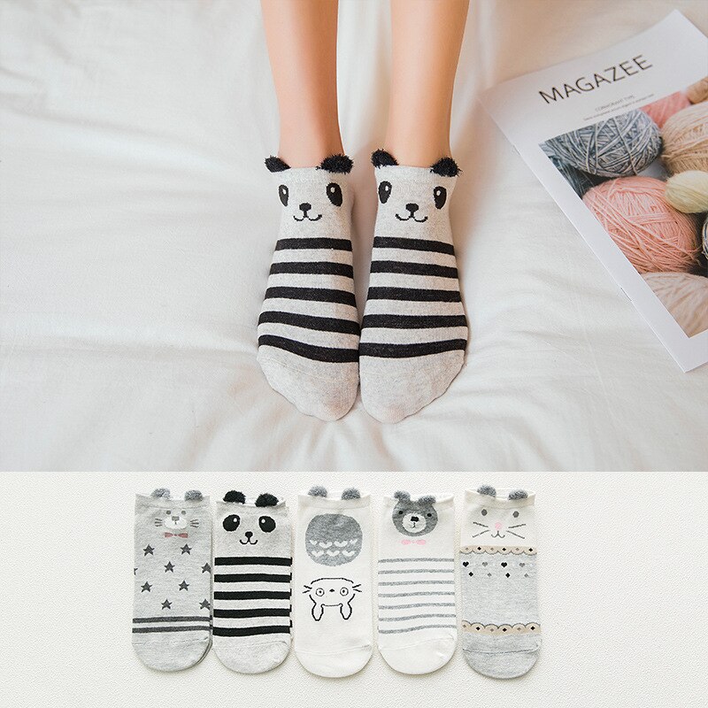 Women's Cute Style Socks 5 Pairs Set