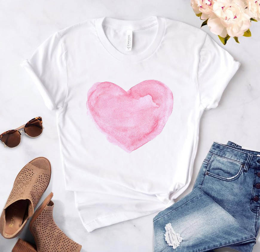 Heart Flower Printed T-Shirt for Women