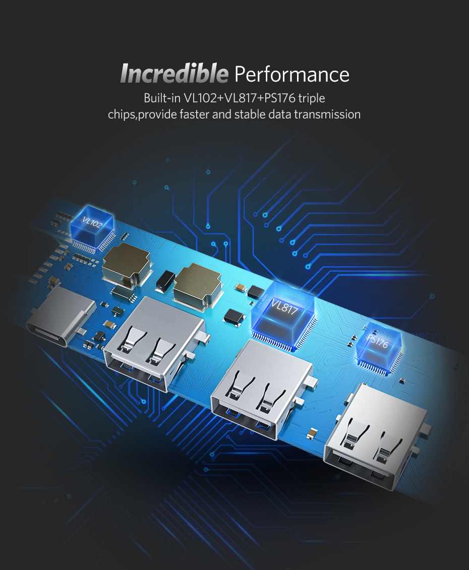 Type C to Multi 3 Ports USB Hubs