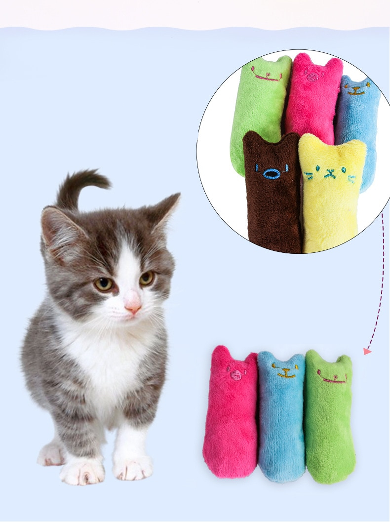 Cat's Funny Catnip Plush Toy Cat Toys Cats & Dogs Products Pet Supplies Color : plush green|plush blue|plush yellow|plush pink|plush coffee|cotton red|cotton orange|cotton pink|cotton black|cotton gray|tail pink|tail blue|tail yellow|tail green|tail coffee 