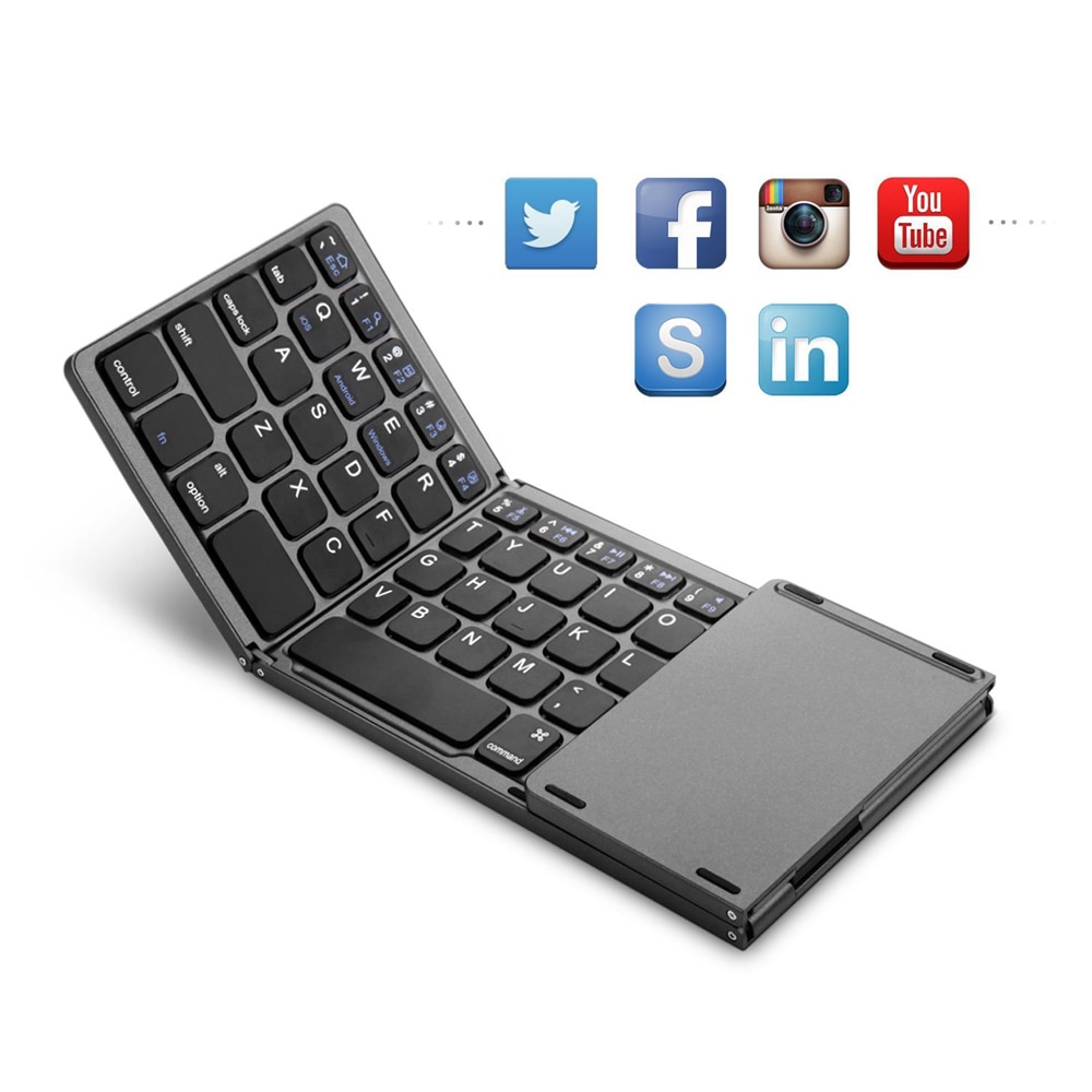 Foldable Bluetooth Keypad with Touchpad Computer Peripherals Computers & Tablets Mouse & Keyboards 