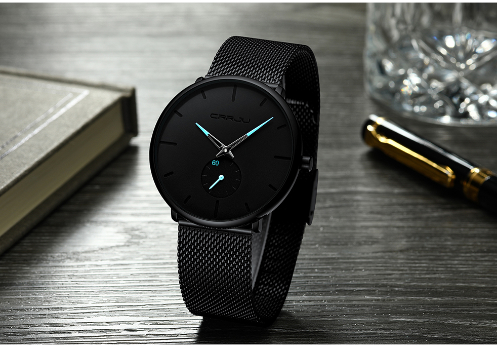 Men's Classic Style Black Steel Watch Men's Watches Watches 