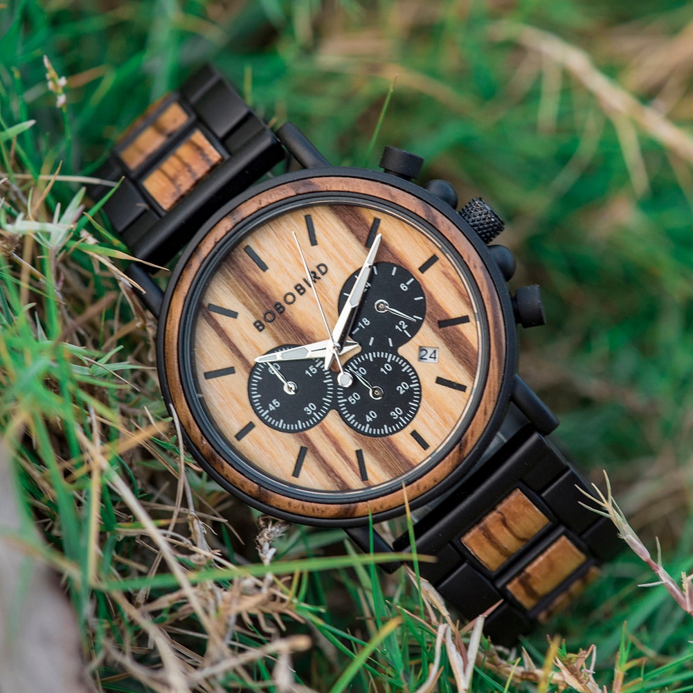 Men's Round Wooden Quartz Watch