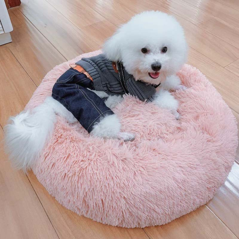 Pet's Round Shaped Fluffy Bed Cats & Dogs Products Pet Beds, Mats & Houses Pet Supplies Color : White|Rose|Purple|Red|Gray|Blue|Beige|Pink|Light coffee|Light grey|Beige yellow|Dark coffee 