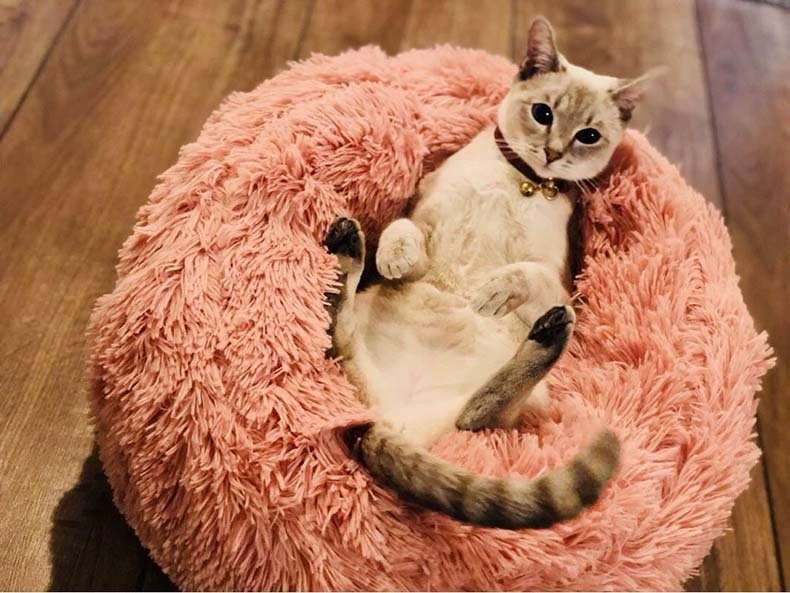 Pet's Round Shaped Fluffy Bed Cats & Dogs Products Pet Beds, Mats & Houses Pet Supplies Color : White|Rose|Purple|Red|Gray|Blue|Beige|Pink|Light coffee|Light grey|Beige yellow|Dark coffee 