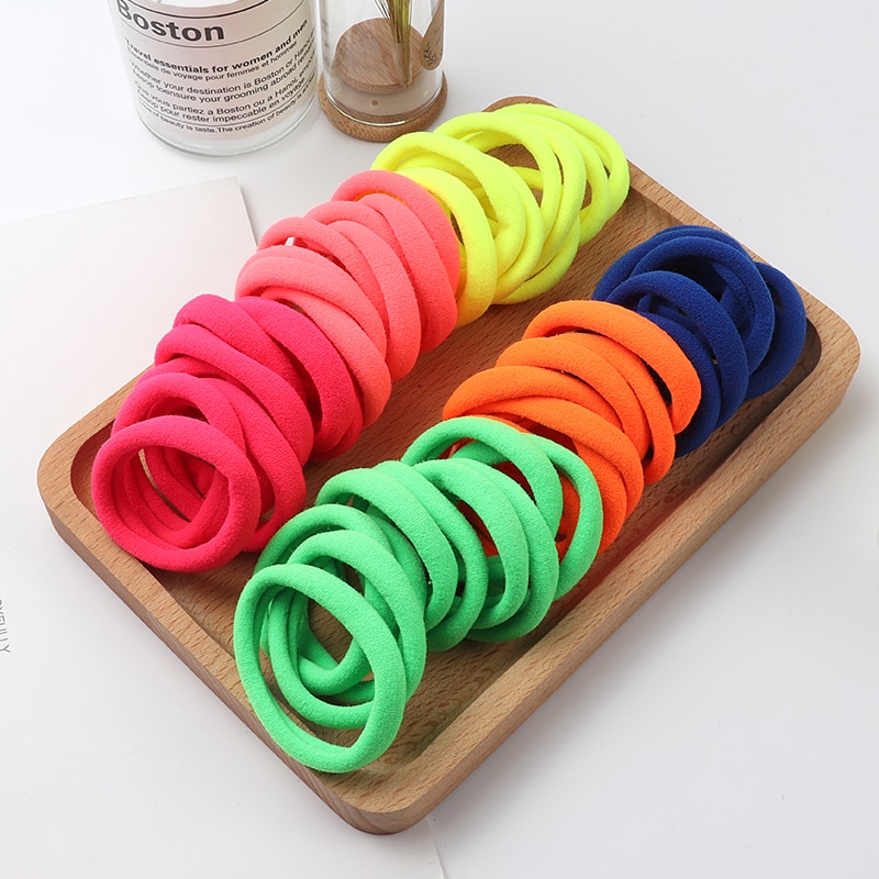 Solid Color Ponytail Holder 50 pcs Set