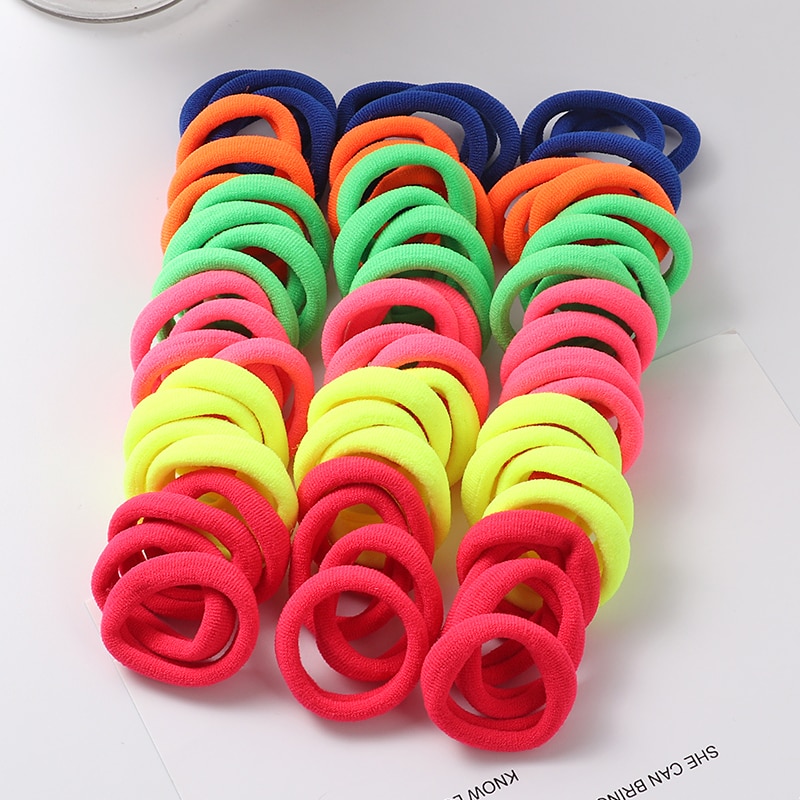 Solid Color Ponytail Holder 50 pcs Set