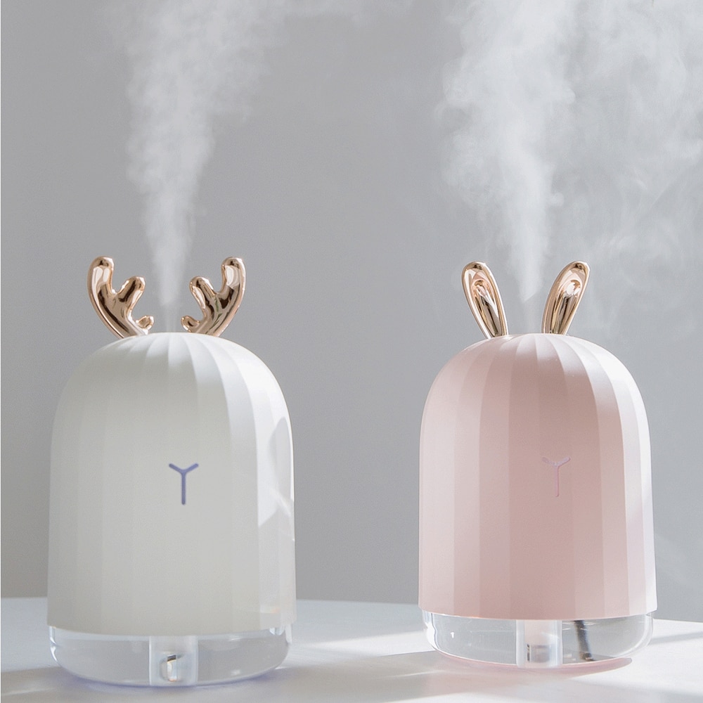 Ultrasonic Air Humidifier / Diffuser with Antlers / Ears Air Purifiers & Humidifiers Consumer Electronics Home Electronics Color : white|Pink|White and 5 filters|Pink and 5 filters|White and 10 filters|Pink and 10 filters 