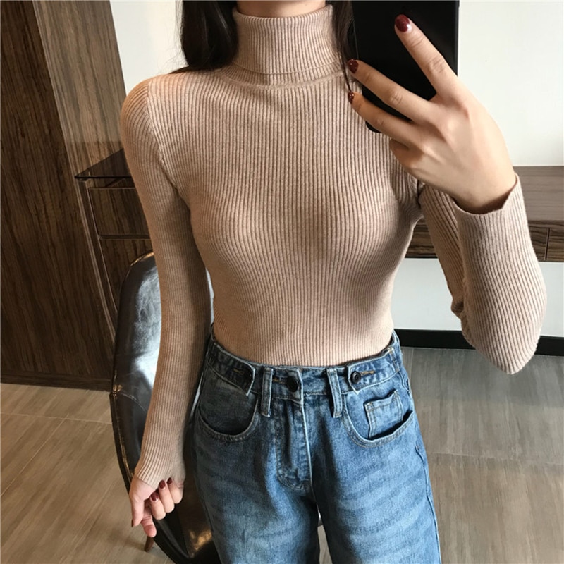 Winter Warm Knitted Sweater Sweaters Women's Clothing & Accessories Color : Beige|Black|Blue|Brown|Gray|Green|Khaki|Pink|Purple|Brick red|Caramel|White|Yellow|Burgundy 