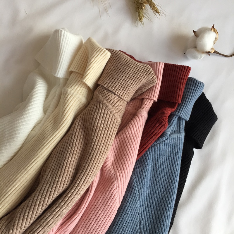 Winter Warm Knitted Sweater Sweaters Women's Clothing & Accessories Color : Beige|Black|Blue|Brown|Gray|Green|Khaki|Pink|Purple|Brick red|Caramel|White|Yellow|Burgundy 