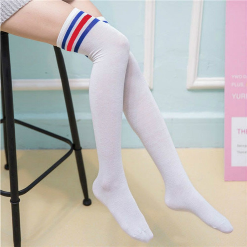 Women's Knee-High Long Socks Socks Socks & Hosiery Women's Clothing & Accessories Color : Black|Black and White|Black and Red|White and Blue|White and Black|White and Red|White|Wine Red|Gray|Blue and Red|Rainbow White|Gray|Rainbow Black|Black|White|White and Blue|Black and White|White and Black|Black and Red|Blue and Red|White and Red 