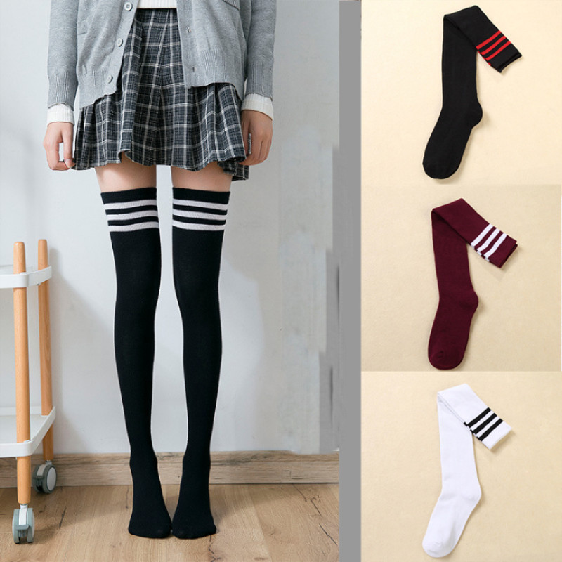 Women's Knee-High Long Socks Socks Socks & Hosiery Women's Clothing & Accessories Color : Black|Black and White|Black and Red|White and Blue|White and Black|White and Red|White|Wine Red|Gray|Blue and Red|Rainbow White|Gray|Rainbow Black|Black|White|White and Blue|Black and White|White and Black|Black and Red|Blue and Red|White and Red 