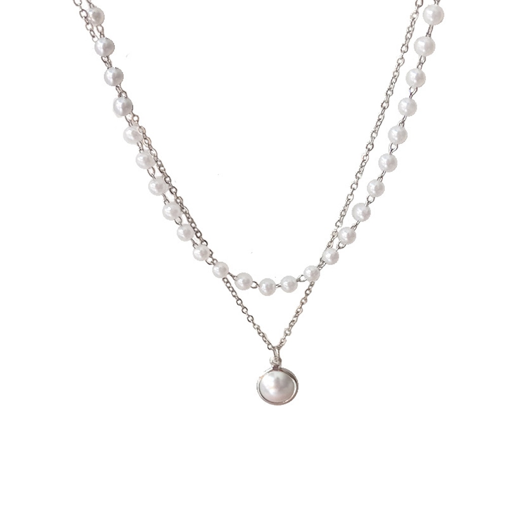 Women's Pearl Necklace Pendant Necklaces Women Jewelry Metal Color : Gold Color|Silver Color 