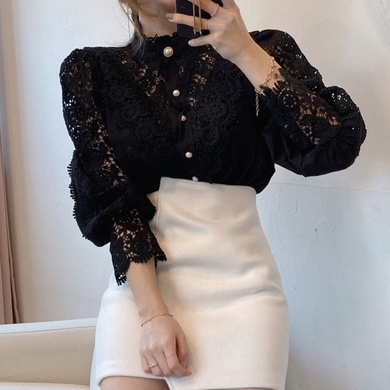 Women's Petal Sleeve Stand Collar Blouse Blouses & Shirts Women's Clothing & Accessories Size : S|M|L|XL|XXL|XXXL 