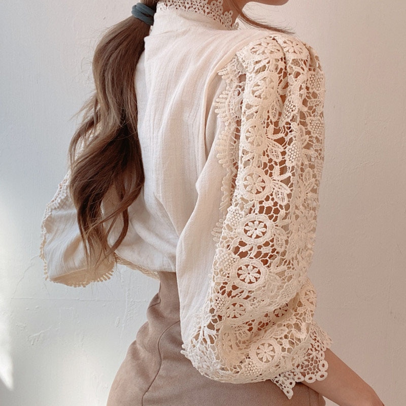 Women's Petal Sleeve Stand Collar Blouse Blouses & Shirts Women's Clothing & Accessories Size : S|M|L|XL|XXL|XXXL 