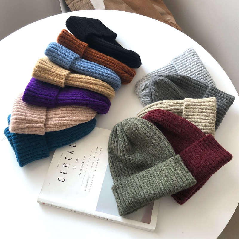 Women's Soft Knitted Wool Hat Accessories Hats & Caps Women's Clothing & Accessories Color : Dark Blue|Camel|Dark Gray|Yellow|Army Green|Pink|Light Blue|Light Gray|Wine Red|Khaki|Black|Rose Red|Purple|Lake Blue|Fluorescent green|Fluorescent orange|Fluorescent yellow 