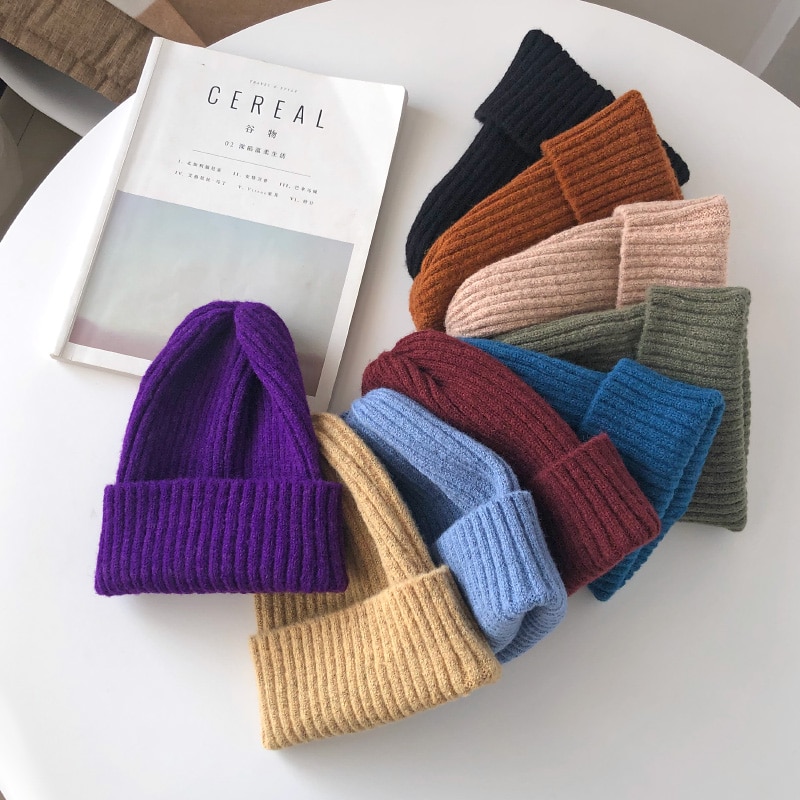 Women's Soft Knitted Wool Hat Accessories Hats & Caps Women's Clothing & Accessories Color : Dark Blue|Camel|Dark Gray|Yellow|Army Green|Pink|Light Blue|Light Gray|Wine Red|Khaki|Black|Rose Red|Purple|Lake Blue|Fluorescent green|Fluorescent orange|Fluorescent yellow 