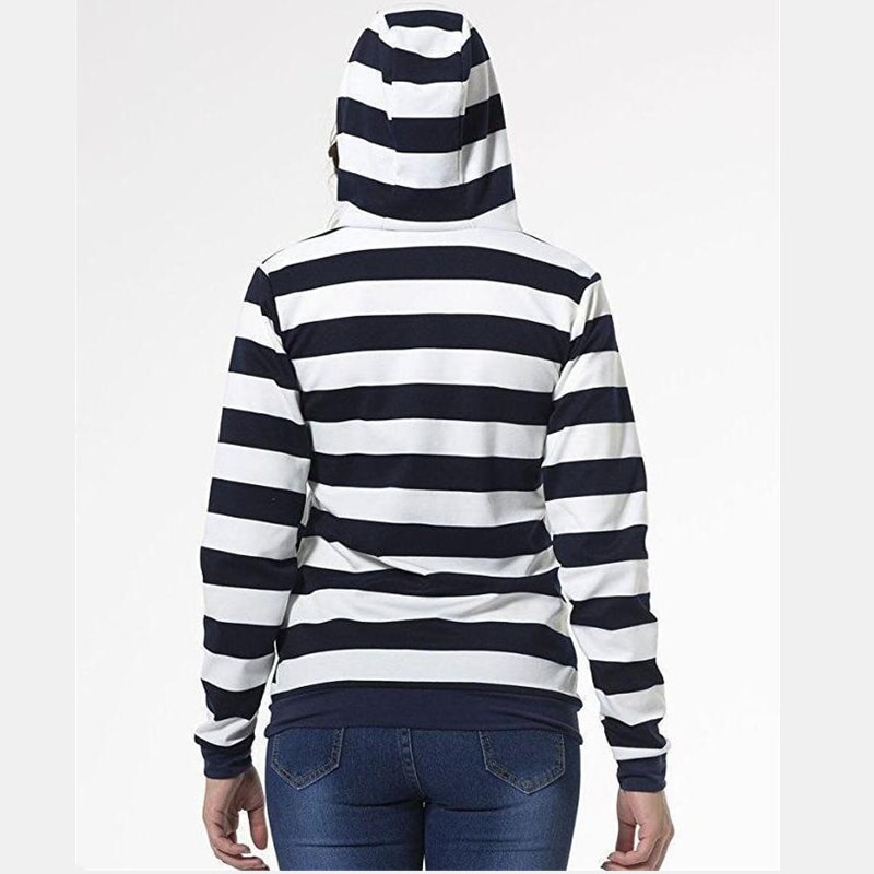 Women's Striped Long Sleeve Hoodie Hoodies & Sweatshirts Women's Clothing & Accessories 