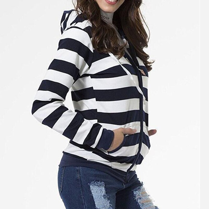 Women's Striped Long Sleeve Hoodie