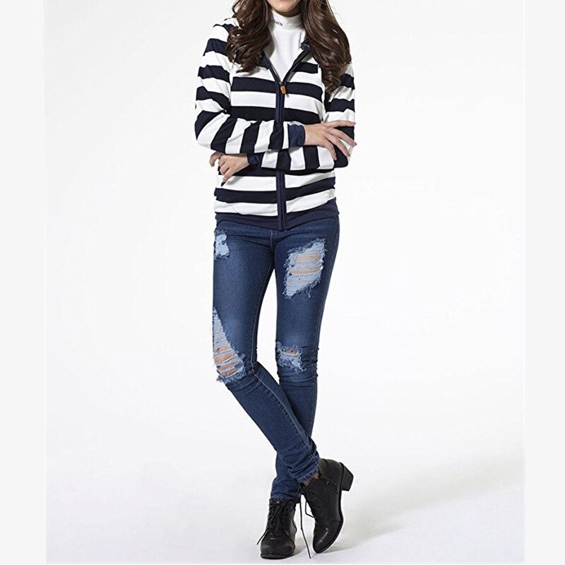 Women's Striped Long Sleeve Hoodie