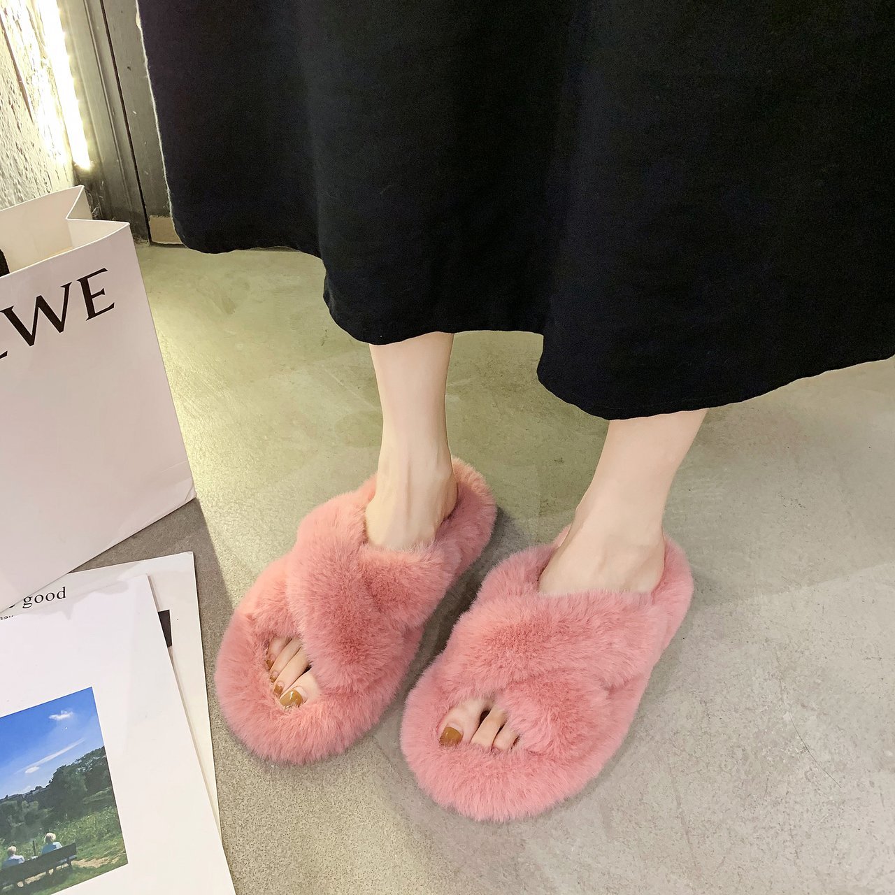 Women's Winter Fur Slippers for Home Slippers Women Shoes 