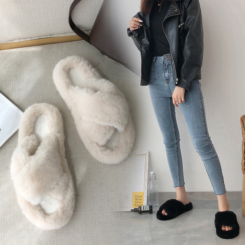 Women's Winter Fur Slippers for Home