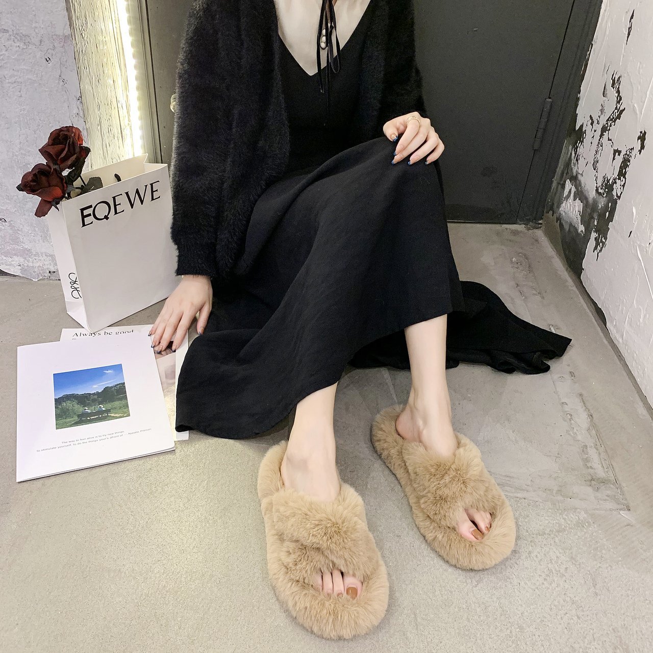 Women's Winter Fur Slippers for Home Slippers Women Shoes 