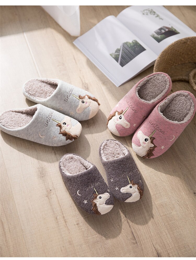 Winter Bear Patterned Warm Slippers for Women