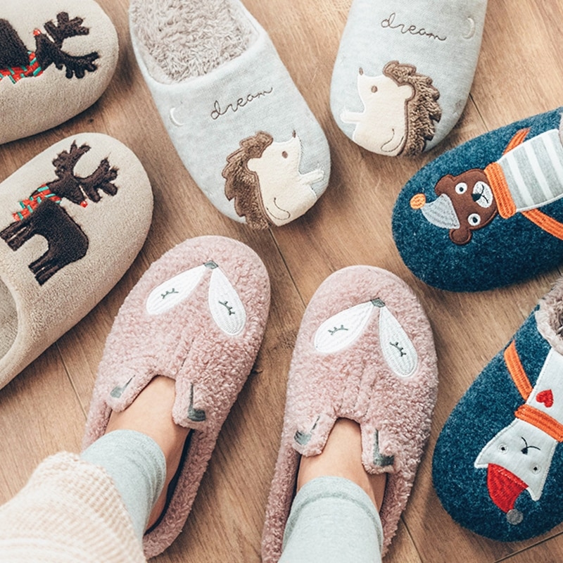 Winter Bear Patterned Warm Slippers for Women Slippers Women Shoes 