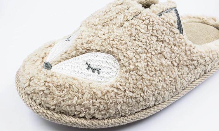 Winter Bear Patterned Warm Slippers for Women