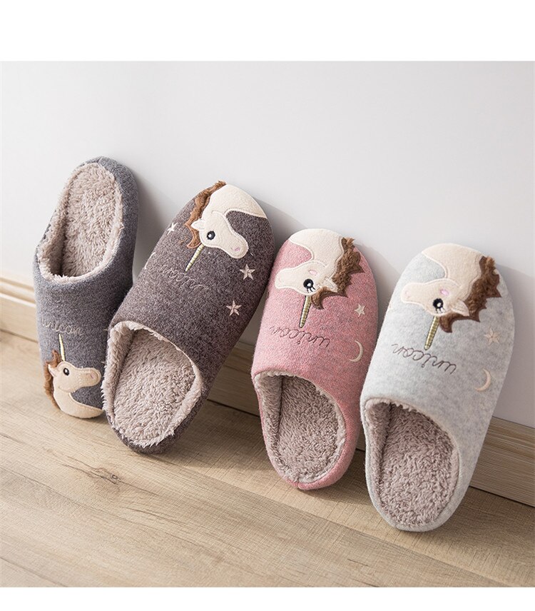 Winter Bear Patterned Warm Slippers for Women