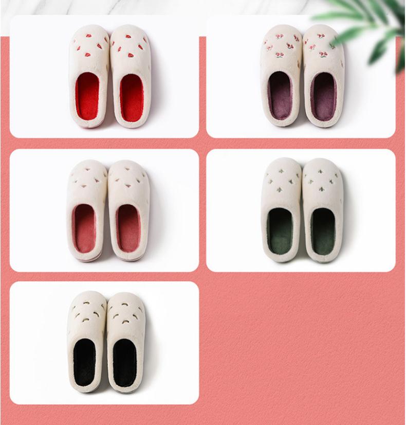 Anti-Slip Berry Patterned Warm Plush Slippers Anti-Slip Berry Patterned Warm Plush Slippers