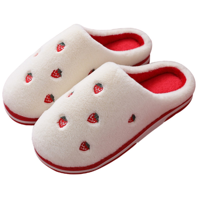 Anti-Slip Berry Patterned Warm Plush Slippers Slippers Women Shoes Anti-Slip Berry Patterned Warm Plush Slippers Slippers Women Shoes