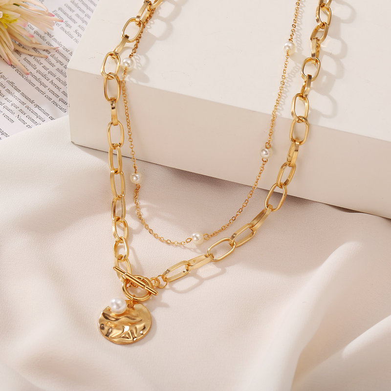 Multilayer Gold Color Coin Chain Necklace for Women