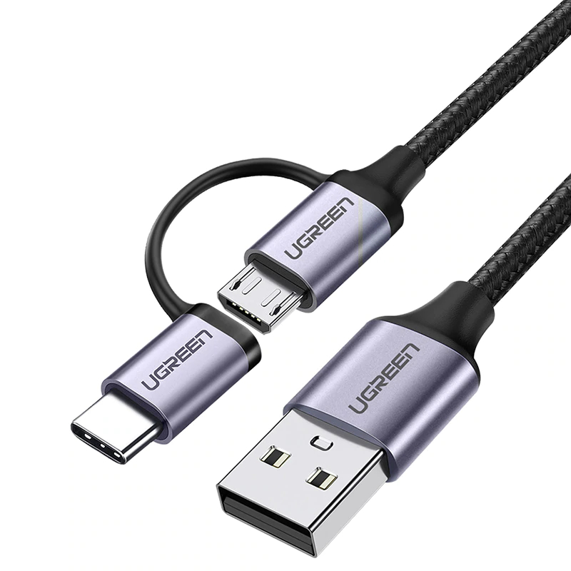 2 in 1 Micro USB and Type-C Charging Cable Mobile Phone Accessories Mobile Phone Cables Smartphones 