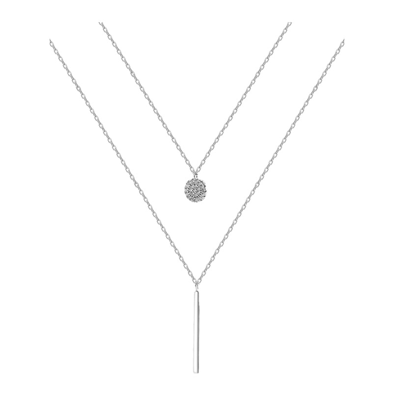 925 Sterling Silver Double Layer Necklace Necklaces Women Jewelry 