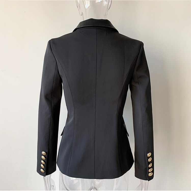 Black Women's Jacket with PU Leather Collar