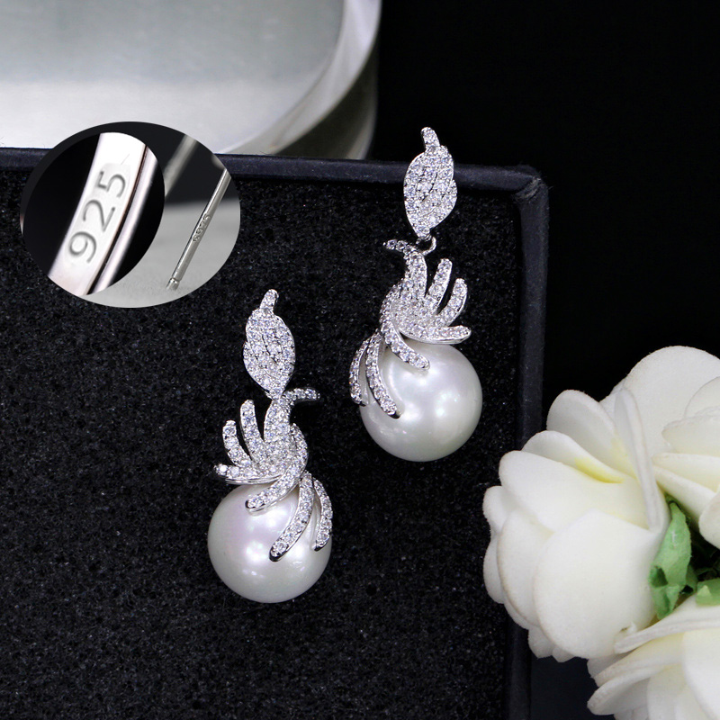 Classic Silver Earrings Decorated with Pearl Earrings Women Jewelry 