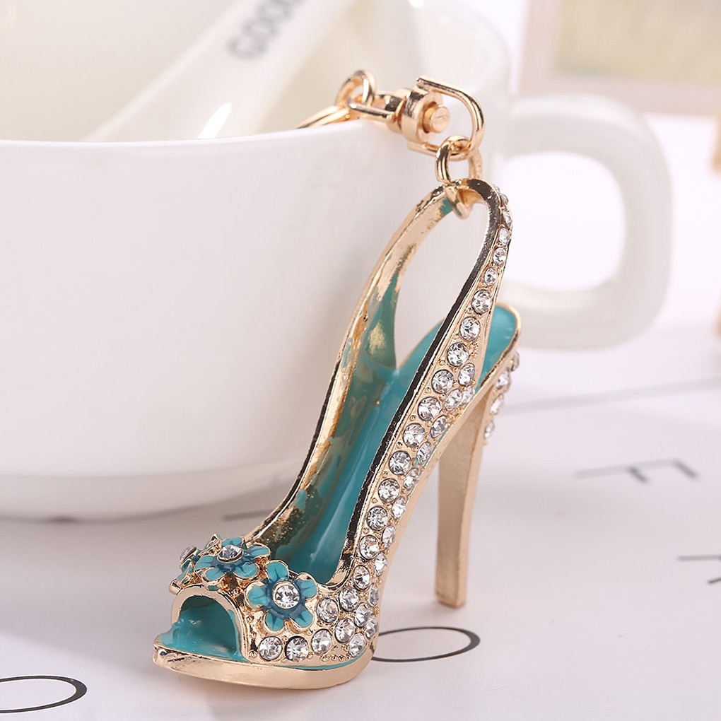 Crystal High Heel Shoe Shaped Metal Keychain