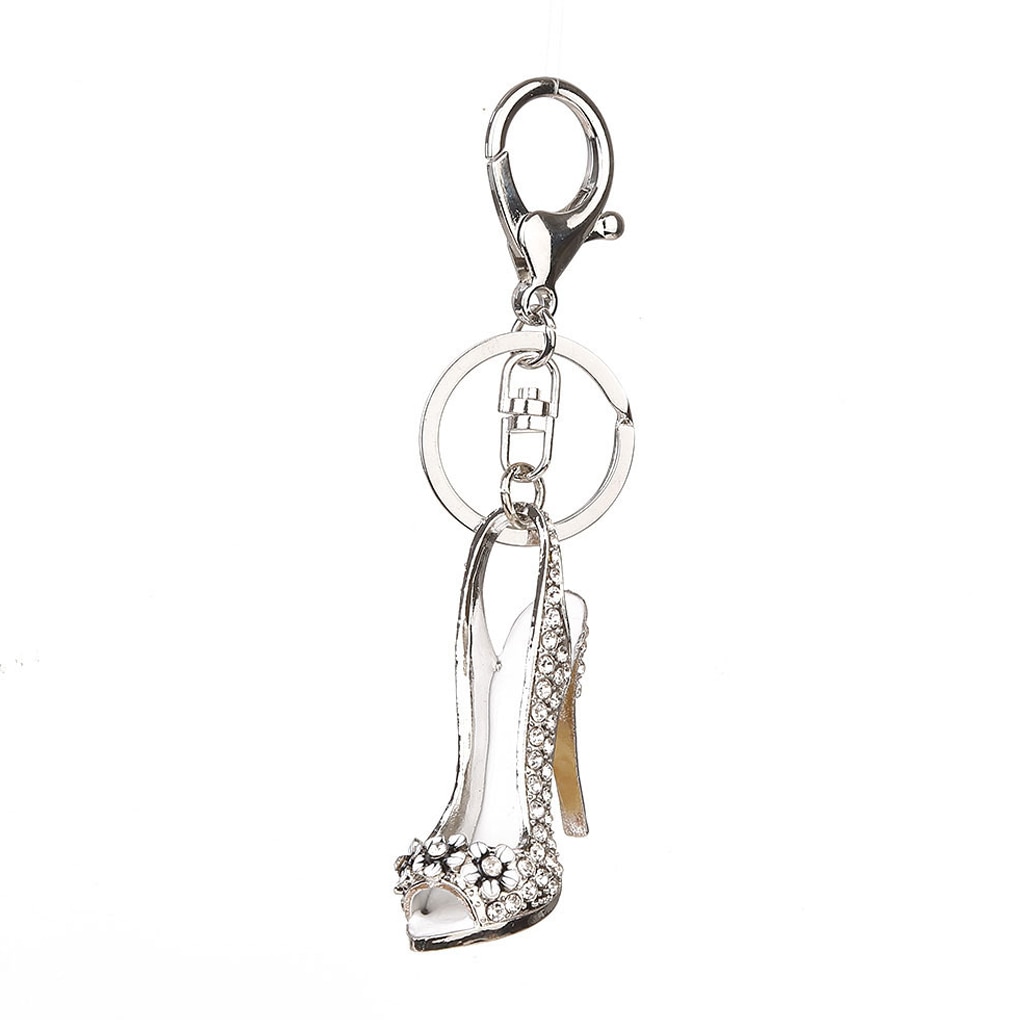 Crystal High Heel Shoe Shaped Metal Keychain