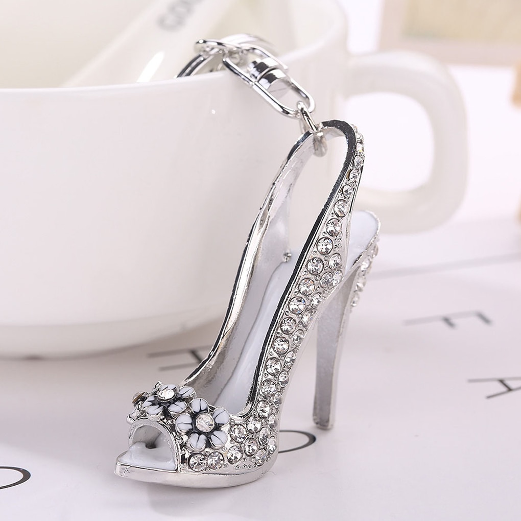 Crystal High Heel Shoe Shaped Metal Keychain