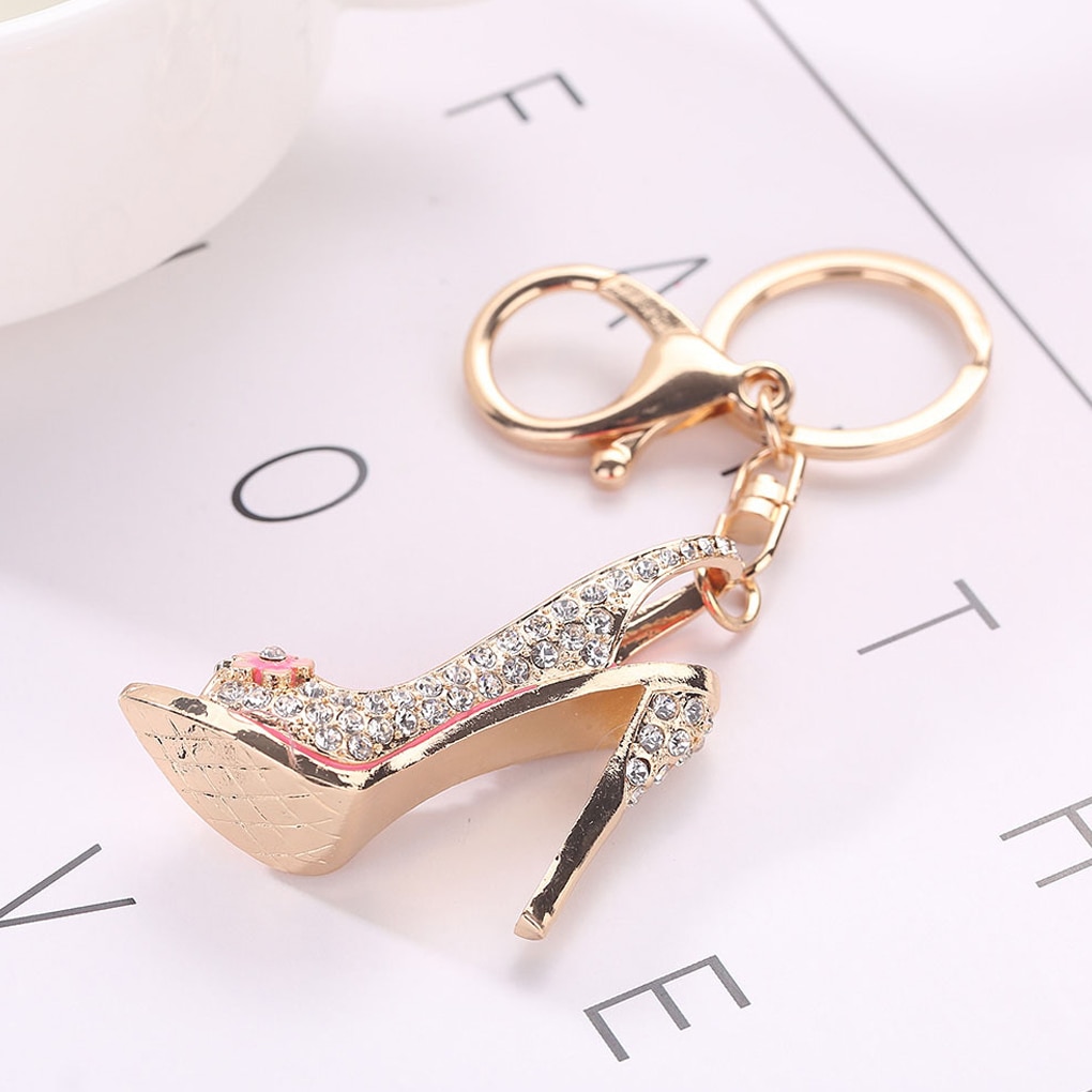 Crystal High Heel Shoe Shaped Metal Keychain Keychains Luggage & Travel Bags 