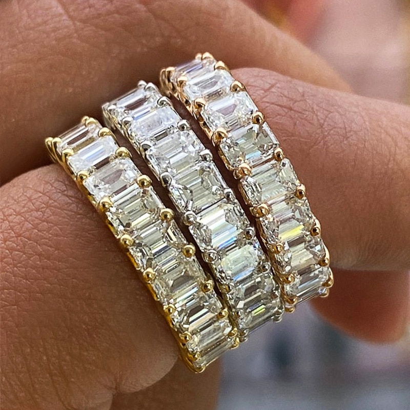 Geometric Crystal Ring Rings Women Jewelry 