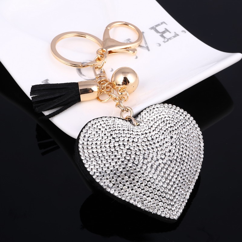 Heart Shaped Keychain with Crystals Keychains Luggage & Travel Bags 