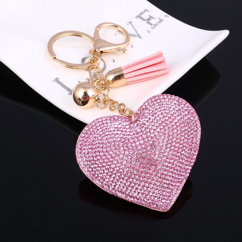 Heart Shaped Keychain with Crystals Keychains Luggage & Travel Bags 