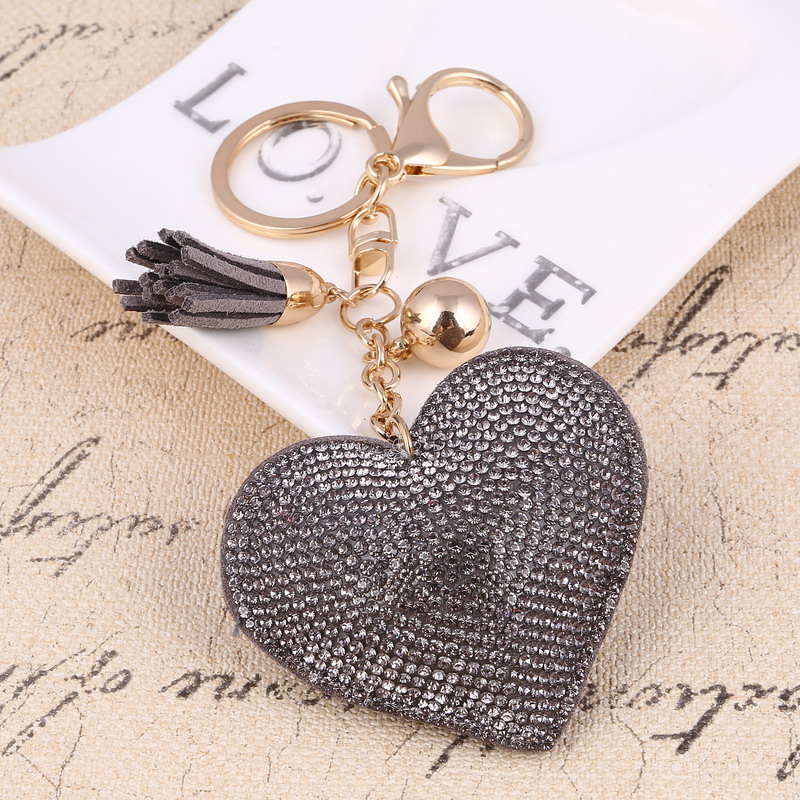 Heart Shaped Keychain with Crystals Keychains Luggage & Travel Bags 