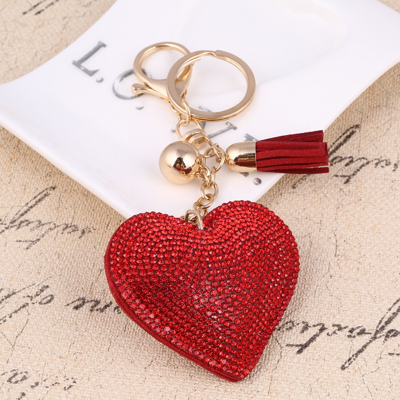 Heart Shaped Keychain with Crystals Keychains Luggage & Travel Bags 