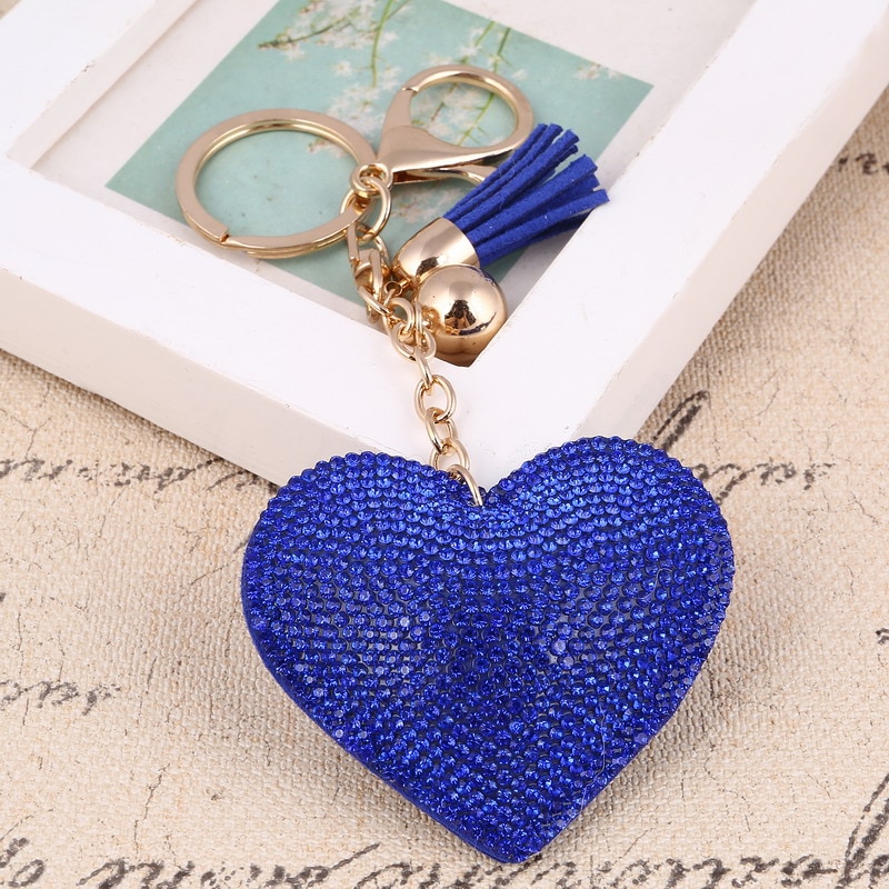 Heart Shaped Keychain with Crystals Keychains Luggage & Travel Bags 